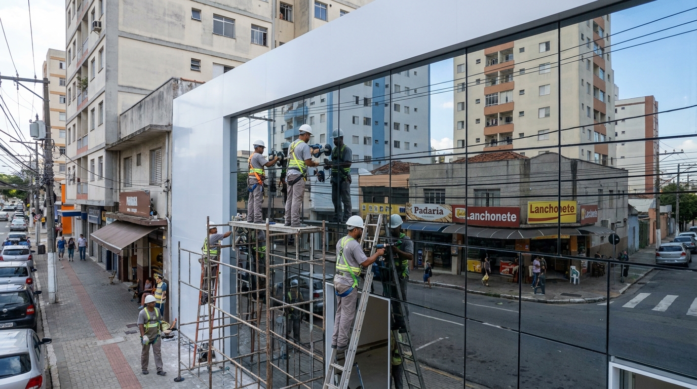 Fachada espelhada em esquina em Cotia-SP